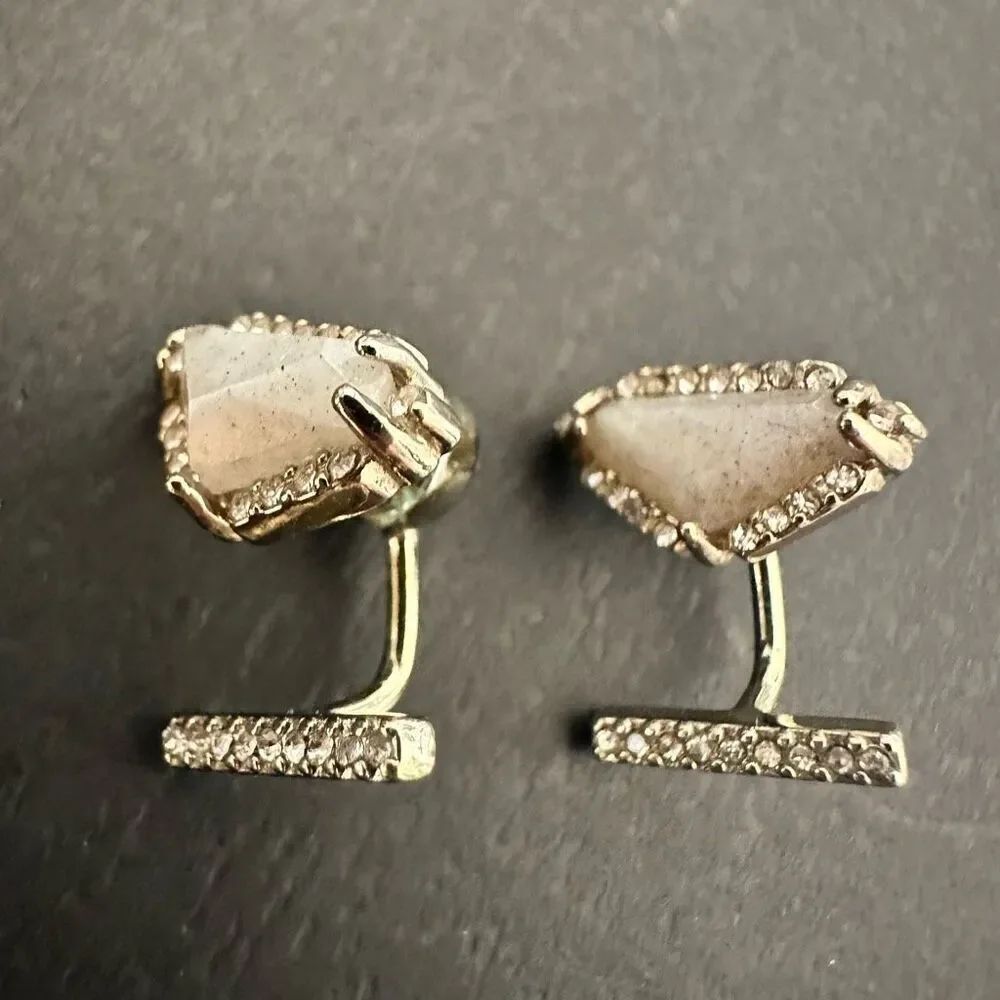 BaubleBar Rhinestone Embellished Geometric Stud Ear Jacket Earrings Gold-tone OS